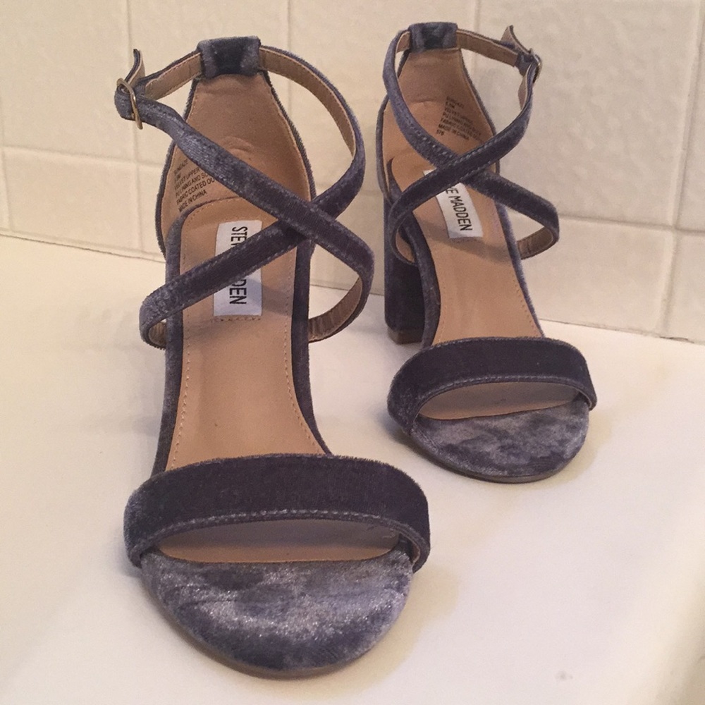 Velvet strappy heels